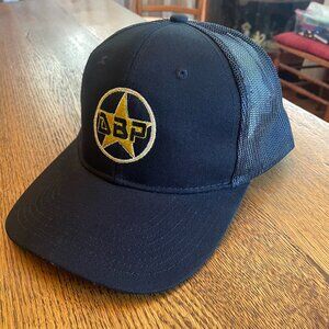 Men's Port Authority Brand (Unknown Logo DBP) Black Trucker Hat Mesh Snap-Back
